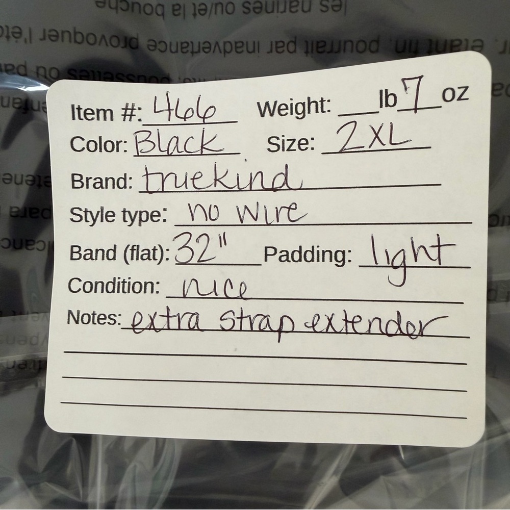 Truekind Wireless Comfort Bra 2XL Black Lightly Padded With Extender - Picture 4 of 4